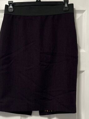 Express Dark Purple Pencil Skirt with Black Waistband